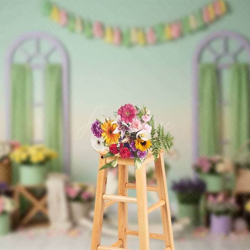 Aperturee - Aperturee Boho Sweet Floral Carrousel Fresh Wedding Backdrop