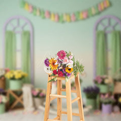 Aperturee - Aperturee Boho Sweet Floral Carrousel Fresh Wedding Backdrop