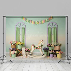 Aperturee - Aperturee Boho Sweet Floral Carrousel Fresh Wedding Backdrop