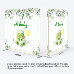 Aperturee - Aperturee Boho Sweet Turtle Baby Shower Square Tension Backdrop