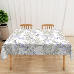 Aperturee - Aperturee Boho Tablecloth with Purple Flowers and Butterflies for Whimsical Garden Party and Spring Decor