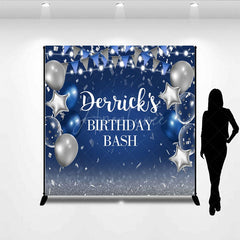 Aperturee - Aperturee Bokeh Blue Flag Balloons Custom Birthday Backdrop