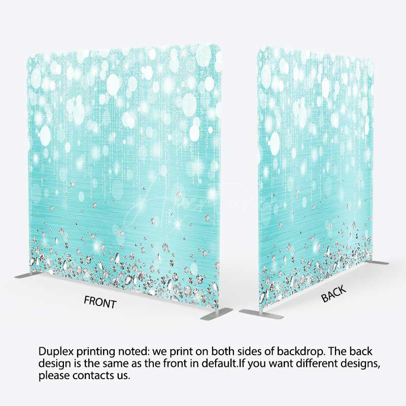 Aperturee - Aperturee Bokeh Blue Glitter Double-Sided Pillow Case Cover