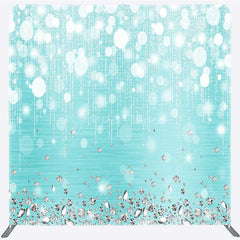 Aperturee - Aperturee Bokeh Blue Glitter Double-Sided Pillow Case Cover