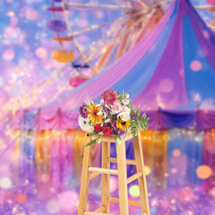 Aperturee - Aperturee Bokeh Colorful Amusement Park Cake Smash Backdrop