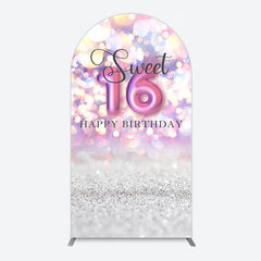 Aperturee - Aperturee Bokeh Light Sweet 16 Happy Birthday Arch Backdrop
