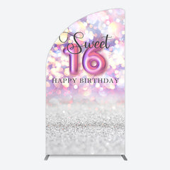 Aperturee - Aperturee Bokeh Light Sweet 16 Happy Birthday Half Moon Arch Backdrop