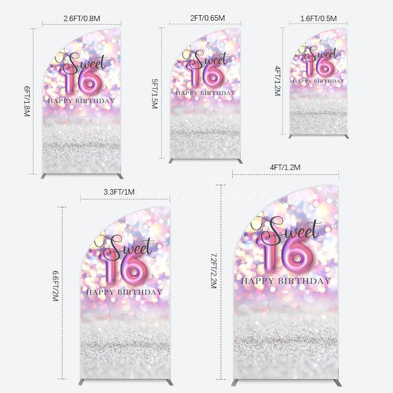 Aperturee - Aperturee Bokeh Light Sweet 16 Happy Birthday Half Moon Arch Backdrop