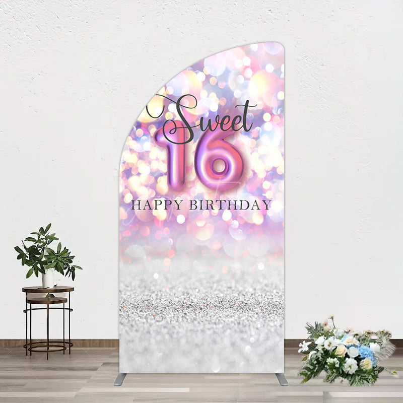 Aperturee - Aperturee Bokeh Light Sweet 16 Happy Birthday Half Moon Arch Backdrop