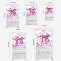 Aperturee - Aperturee Bokeh Light Sweet 16 Happy Birthday Rectangle Backdrop