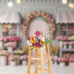 Aperturee - Aperturee Bokeh Pink Grey Flower Shop Photography Backdrop