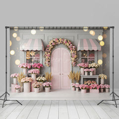 Aperturee - Aperturee Bokeh Pink Grey Flower Shop Photography Backdrop