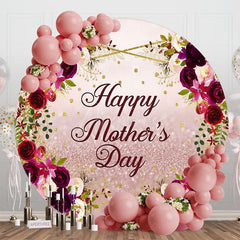 Aperturee - Aperturee Bokeh Rose Gold Floral Round Mothers Day Backdrop