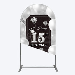 Aperturee - Aperturee Bokeh Sweet 15th Birthday Balloons Arch Backdrop
