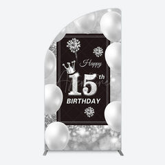 Aperturee - Aperturee Bokeh Sweet 15th Birthday Balloons Half Moon Arch Backdrop