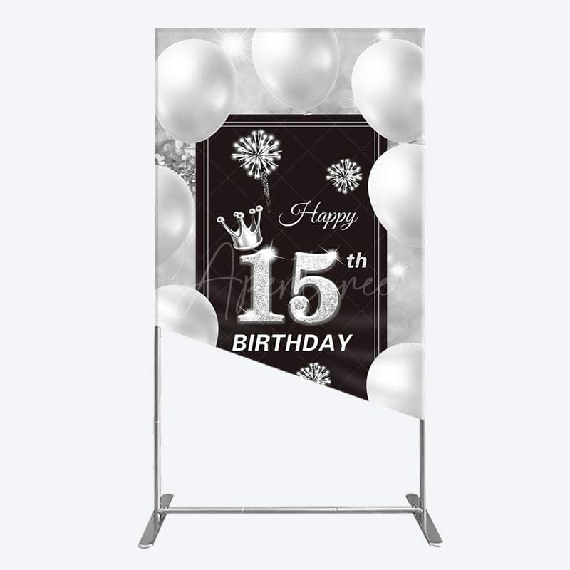 Aperturee - Aperturee Bokeh Sweet 15th Birthday Balloons Rectangle Backdrop