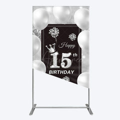 Aperturee - Aperturee Bokeh Sweet 15th Birthday Balloons Rectangle Backdrop