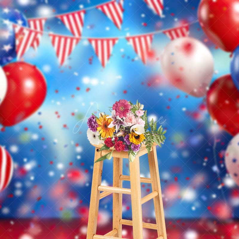 Aperturee - Aperturee Bokeh Vibe USA Flag Balloons Photography Backdrop
