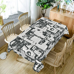 Aperturee - Aperturee Bold Headline Newspaper Rectangle Tablecloth Black and White Press Print Retro Media Kitchen Dining Decor