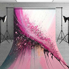Aperturee - Aperturee Bold Magenta and Black Diagonal Brush Stroke Art Backdrop Textured Paint Drips Photography Background