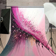 Aperturee - Aperturee Bold Magenta and Black Diagonal Brush Stroke Art Backdrop Textured Paint Drips Photography Background