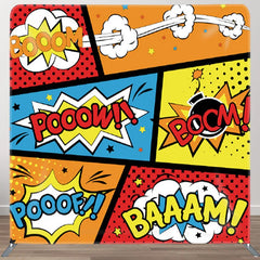 Aperturee - Aperturee Booom Pooow Colorful Comic Style Fabric Party Backdrop