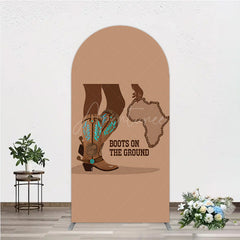 Aperturee - Aperturee Boots On The Ground Arch Backdrop Western Cowboy Boots with African Map Melanin Themed Birthday Party Decor