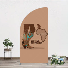 Aperturee - Aperturee Boots On The Ground Half Moon Arch Backdrop Western Cowboy Boots with African Map Melanin Themed Birthday Party Decor