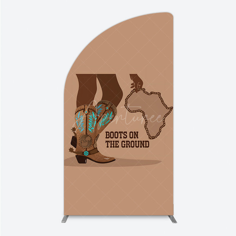 Aperturee - Aperturee Boots On The Ground Half Moon Arch Backdrop Western Cowboy Boots with African Map Melanin Themed Birthday Party Decor