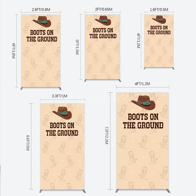 Aperturee - Aperturee Boots On The Ground Western Rectangle Backdrop Cowboy Hat and Boots Pattern Country Themed Birthday Party Decor