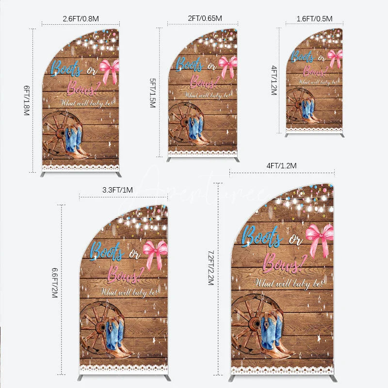 Aperturee - Aperturee Boots or Bows Gender Reveal Half Moon Arch Backdrop Kit Cowboy Baby Shower Party Decor
