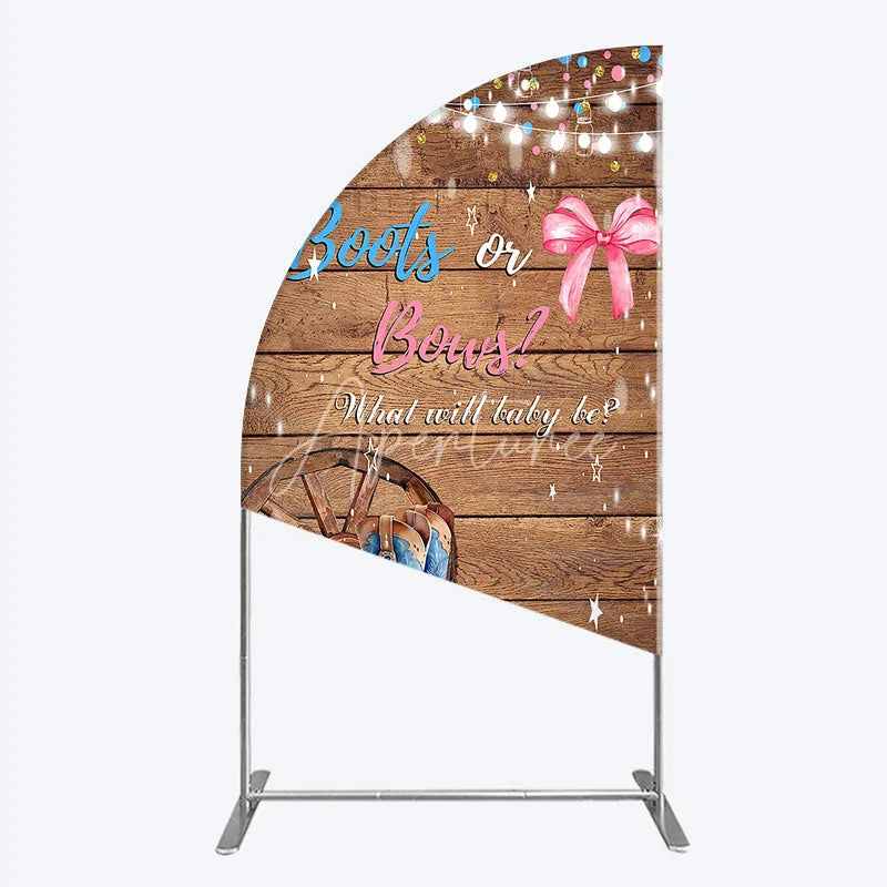 Aperturee - Aperturee Boots or Bows Gender Reveal Half Moon Arch Backdrop Kit Cowboy Baby Shower Party Decor