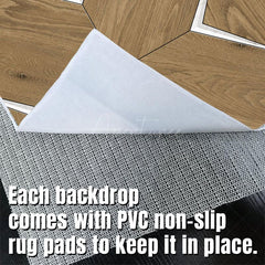 Aperturee - Aperturee Borwn Wooden White Fabric Floor Backdrop For Photo
