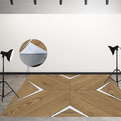 Aperturee - Aperturee Borwn Wooden White Fabric Floor Backdrop For Photo