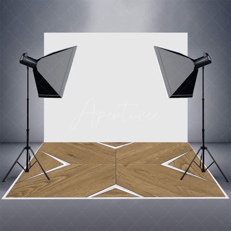 Aperturee - Aperturee Borwn Wooden White Lines Rubber Floor Mat For Photo