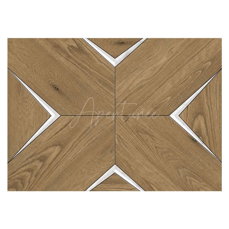 Aperturee - Aperturee Borwn Wooden White Lines Rubber Floor Mat For Photo
