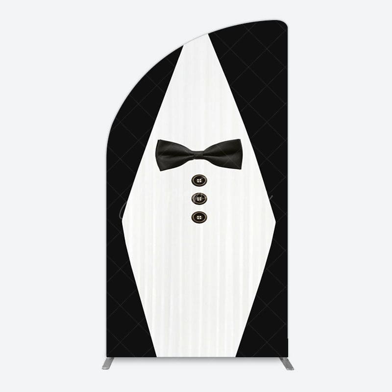 Aperturee - Aperturee Boss Suit Black White Happy Birthday Half Moon Arch Backdrop