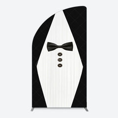 Aperturee - Aperturee Boss Suit Black White Happy Birthday Half Moon Arch Backdrop