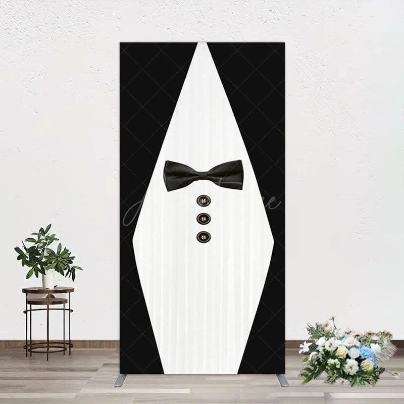 Aperturee - Aperturee Boss Suit Black White Happy Birthday Rectangle Backdrop