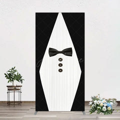 Aperturee - Aperturee Boss Suit Black White Happy Birthday Rectangle Backdrop