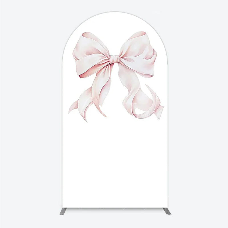 Aperturee - Aperturee Bow Arch Backdrop Cover Elegant Fabric Drape for Party Entrance Decor Decorative Frame for Birthday Baby Shower Photo