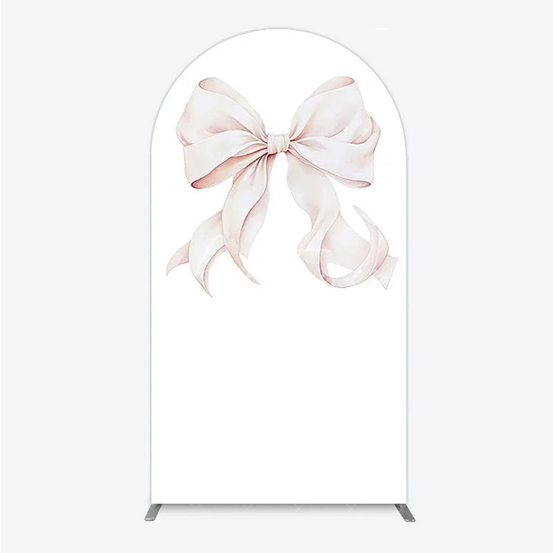 Aperturee - Aperturee Bow Arch Backdrop Cover Elegant Fabric Drape for Party Entrance Decor Decorative Frame for Birthday Baby Shower Photo