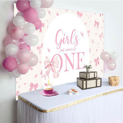 Aperturee - Aperturee Bow Girls Just Wanna Be One Pink Birthday Backdrop