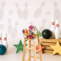 Aperturee - Aperturee Bowling Star White Wall Sport Cake Smash Backdrop