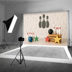 Aperturee - Aperturee Bowling Strike and Pins Photo Backdrop Let is Roll Birthday Photography Background for Boys