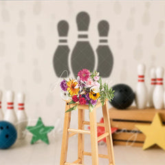Aperturee - Aperturee Bowling Strike and Pins Photo Backdrop Let is Roll Birthday Photography Background for Boys