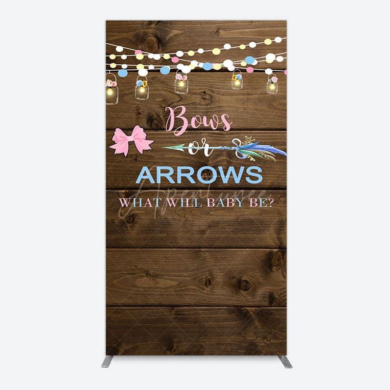 Aperturee - Aperturee Bows Or Arrows Wood Light Baby Shower Rectangle Backdrop