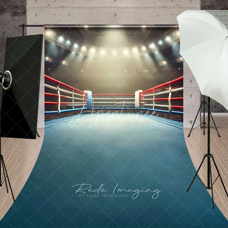 Aperturee - Aperturee Boxing Ring Arena View Sweep Photography Backdrop Fight Night Stadium Canvas Floor Photo Prop