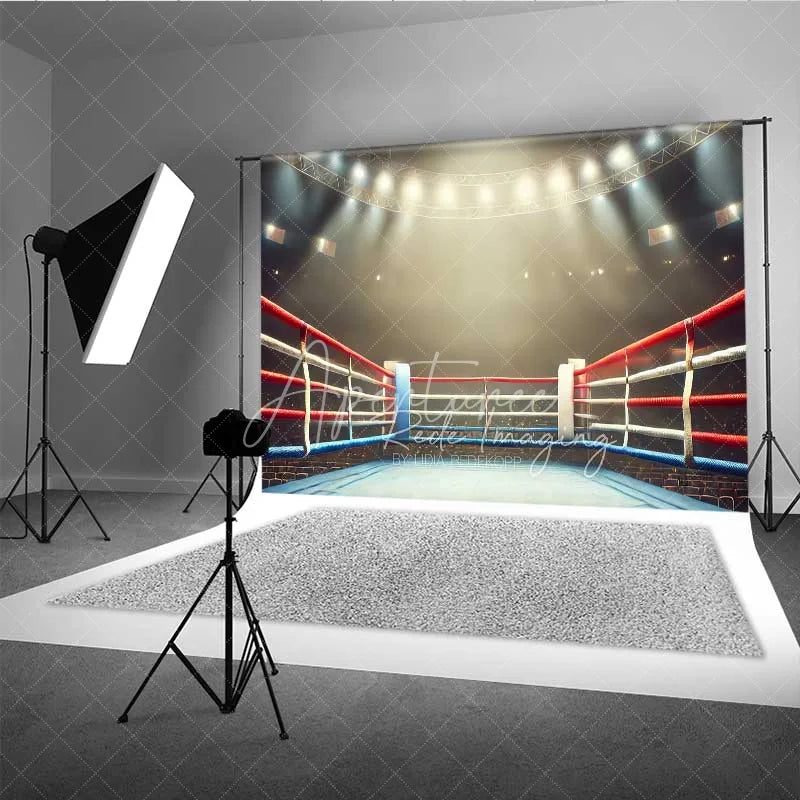 Aperturee - Aperturee Boxing Ring Ropes Arena Photography Backdrop Wrestling Match Stadium Light Stage Background