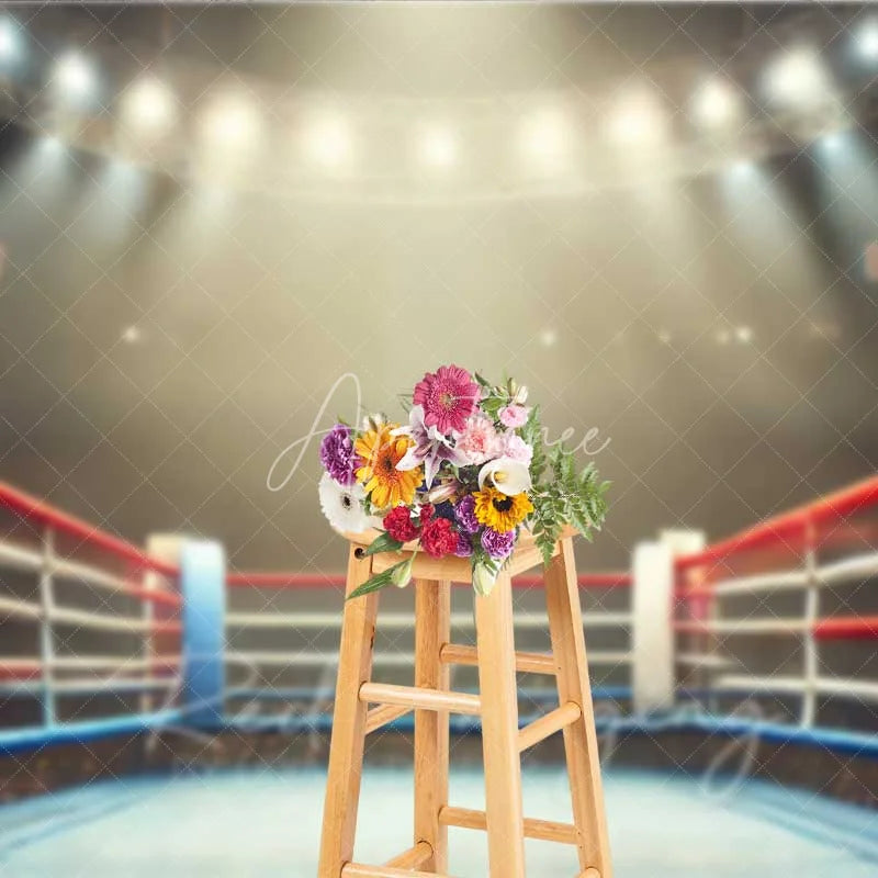 Aperturee - Aperturee Boxing Ring Ropes Arena Photography Backdrop Wrestling Match Stadium Light Stage Background
